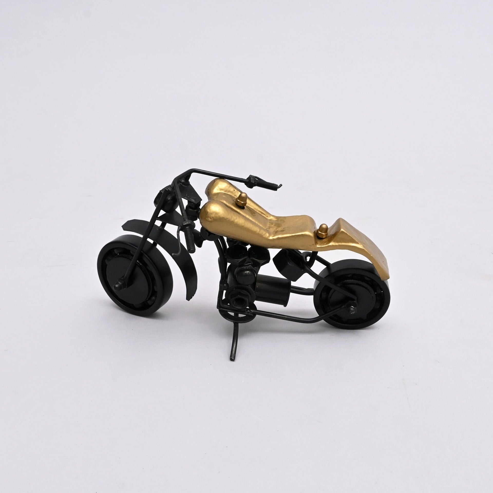 Classic Black Motorcycle Model Sculpture – 10.25x5.5x4.75" Decorative Table Accent
