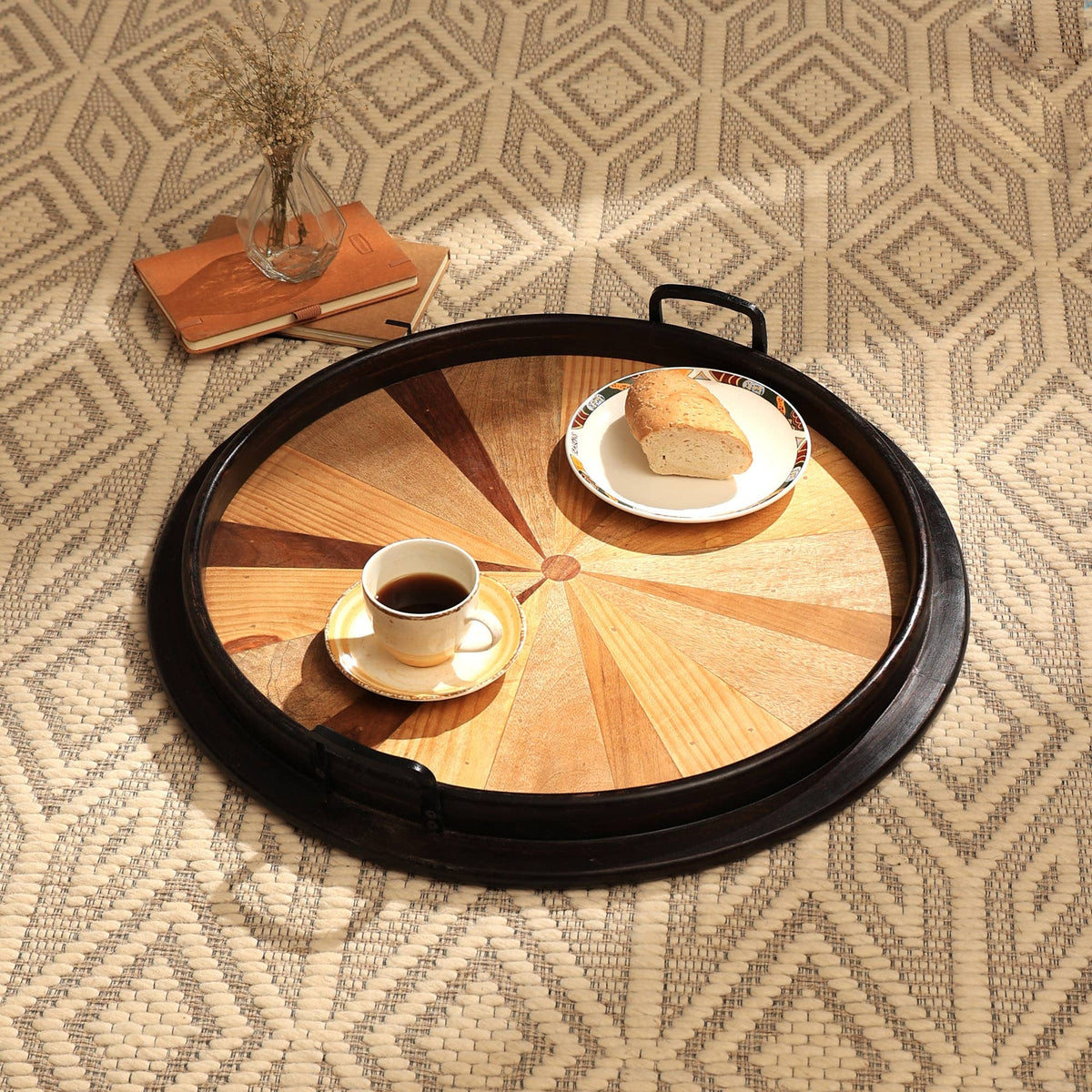 Handmade Wooden Round Tray/Décor & Serving Tray/Platter - 23.5"
