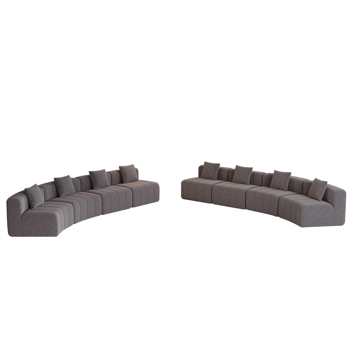 Four curved seats and four single seats,Chenille curved sectional sofa with 8 pillows,Curved Symmetrical Modular Sofa Sectional