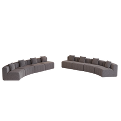 Four curved seats and four single seats,Chenille curved sectional sofa with 8 pillows,Curved Symmetrical Modular Sofa Sectional