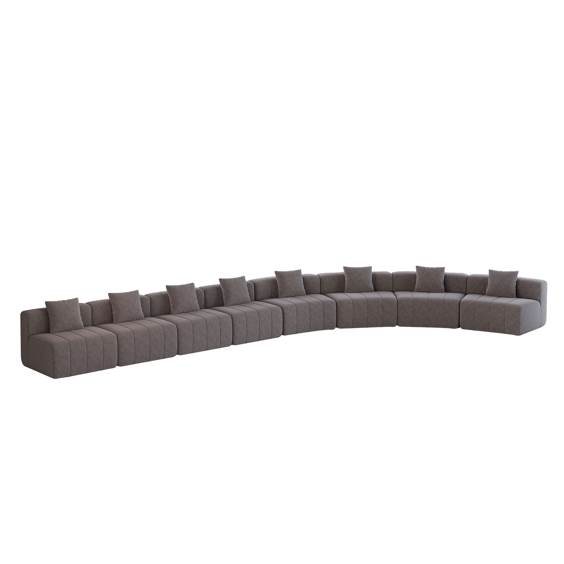 Four curved seats and four single seats,Chenille curved sectional sofa with 8 pillows,Curved Symmetrical Modular Sofa Sectional