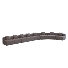 Four curved seats and four single seats,Chenille curved sectional sofa with 8 pillows,Curved Symmetrical Modular Sofa Sectional