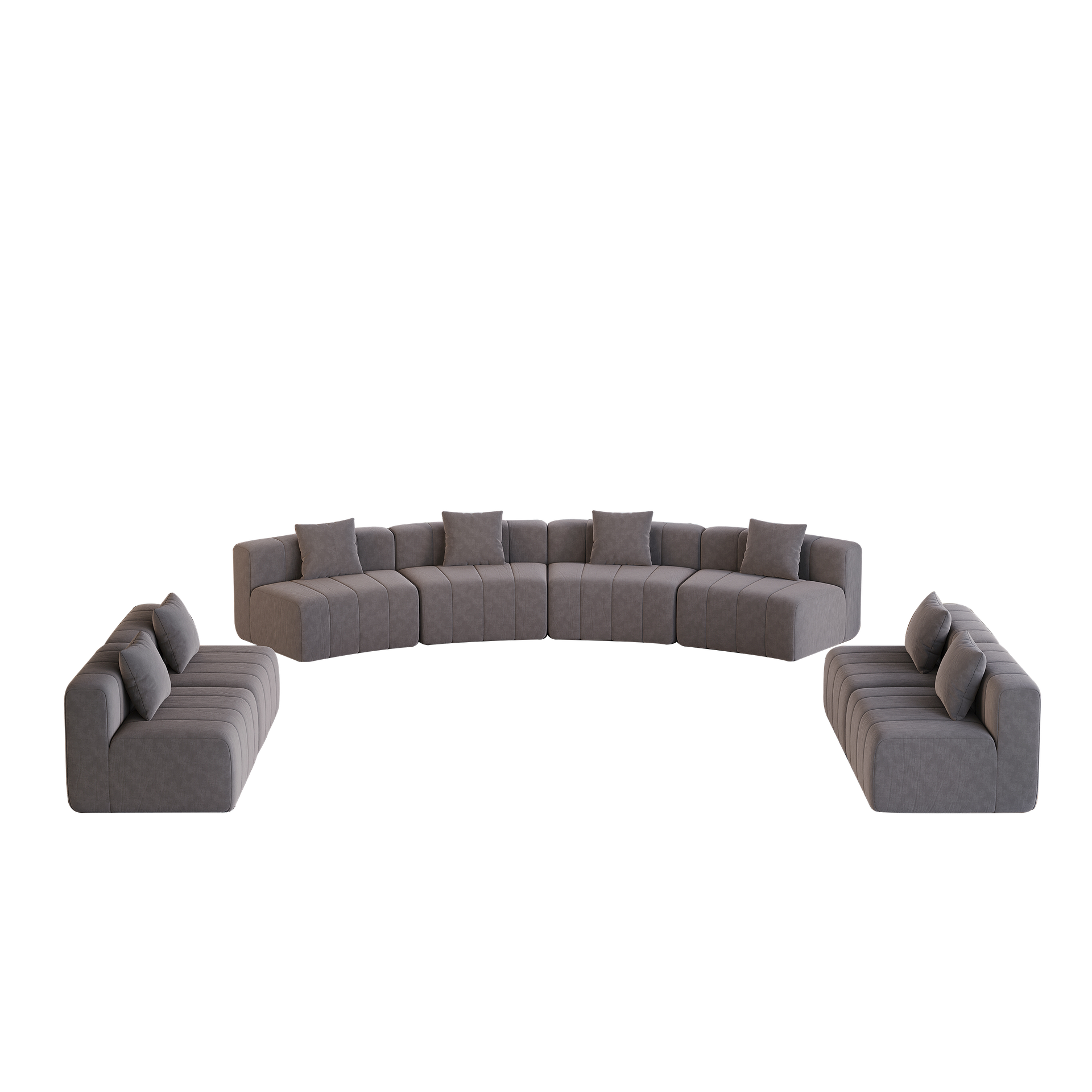 Four curved seats and four single seats,Chenille curved sectional sofa with 8 pillows,Curved Symmetrical Modular Sofa Sectional