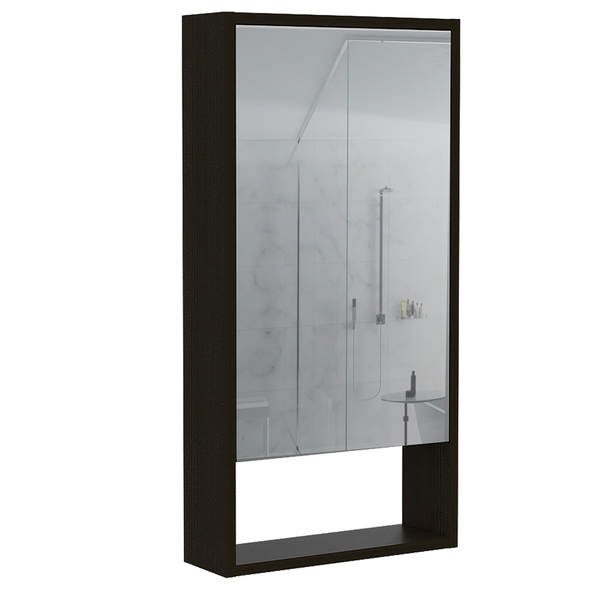 Mariana Medicine Cabinet, One External Shelf, Single Door Mirror Two Internal Shelves -Black