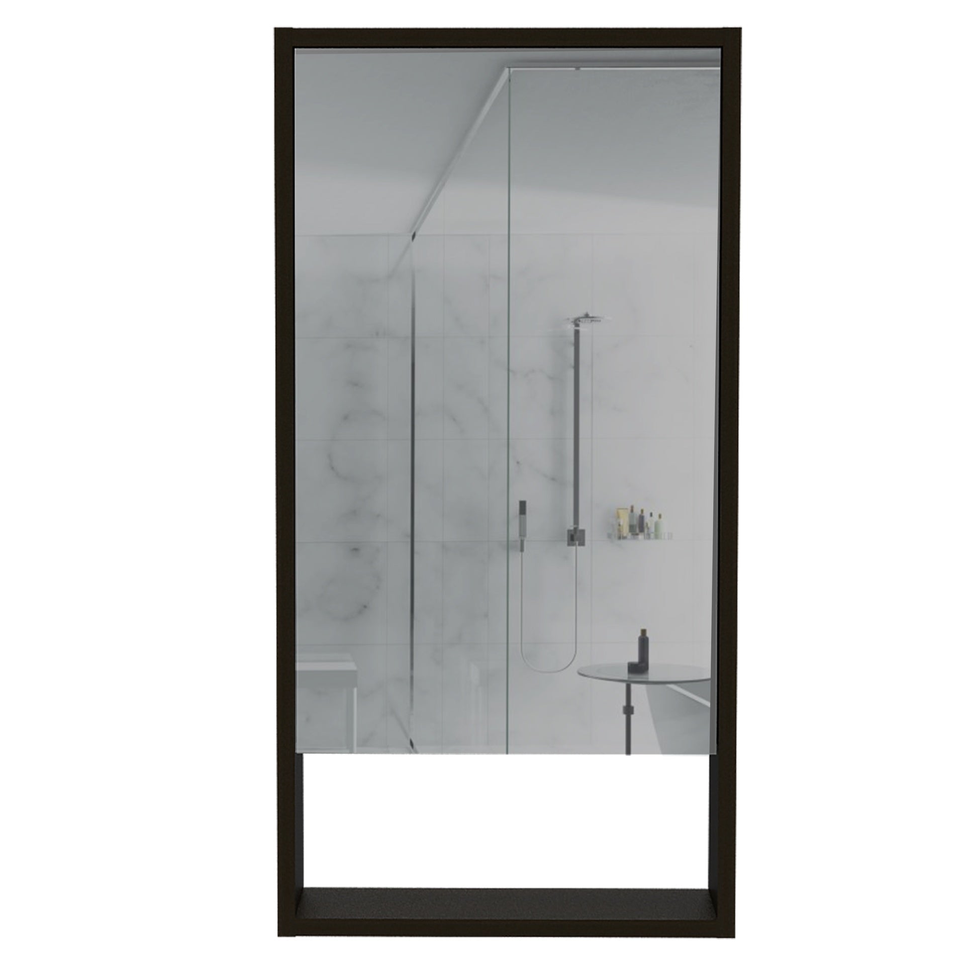 Mariana Medicine Cabinet, One External Shelf, Single Door Mirror Two Internal Shelves -Black