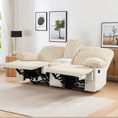 Manual Reclining Sofa 1+2+3 Seat Corduroy, Recliner Sofa with Hidden Cup Holders,Reclining Couch Set, Recliner Couch for Living Room Home Theater, Beige