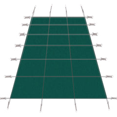 Inground Pool Safety Cover, 16x32ft Rectangle Winter Safety Pool Cover for Inground Swimming Pools, Solid Safety Pool Covers, Triple Stitched for High Strength, Hardware Included,Green Mesh
