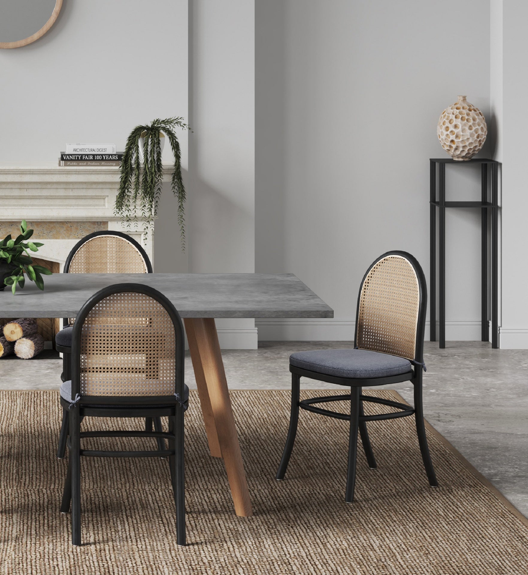 Dining Chair - Set of 2 in Black and Gray