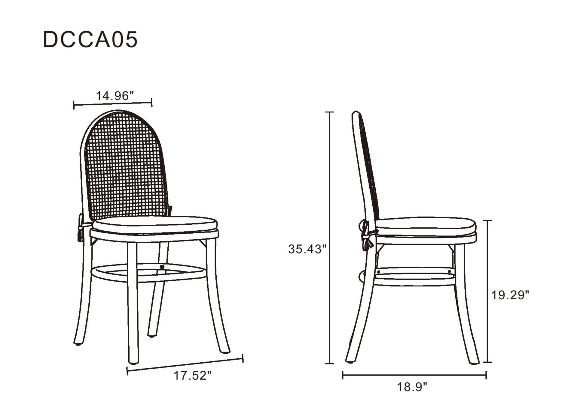 Dining Chair - Set of 2 in Black and Gray