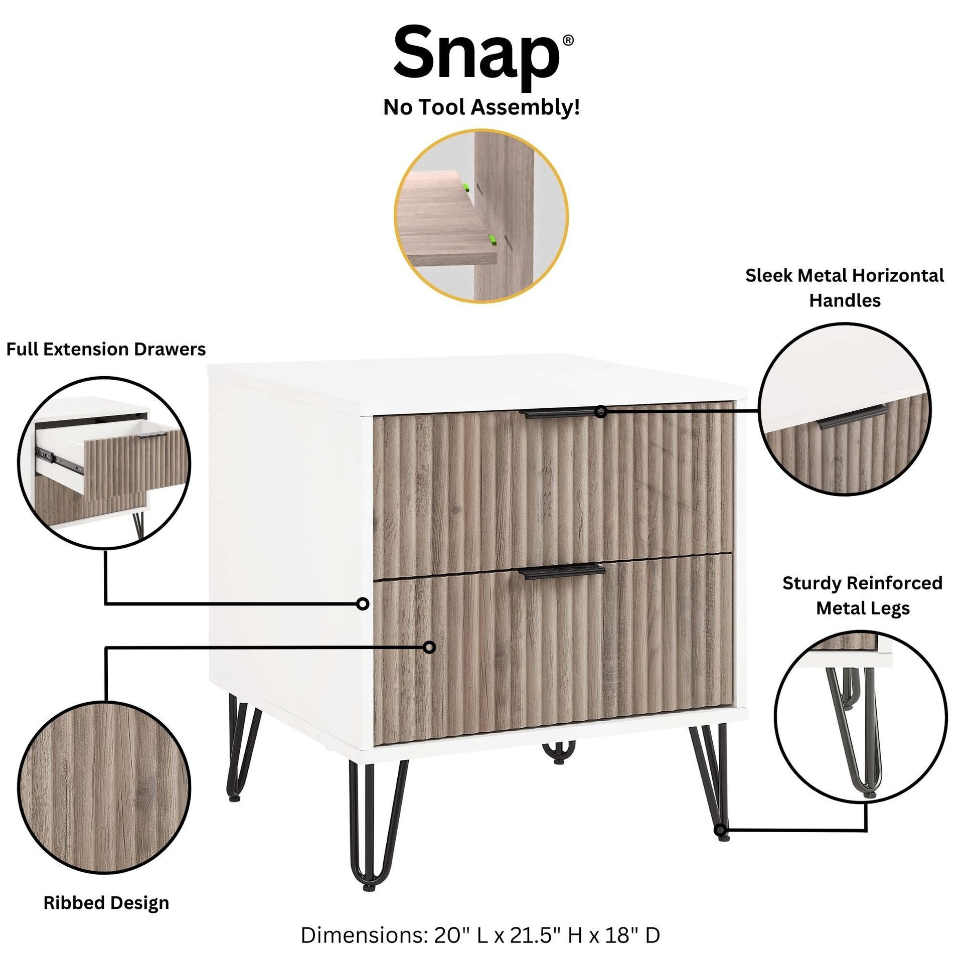 Nightstand in Rustic Gray and White