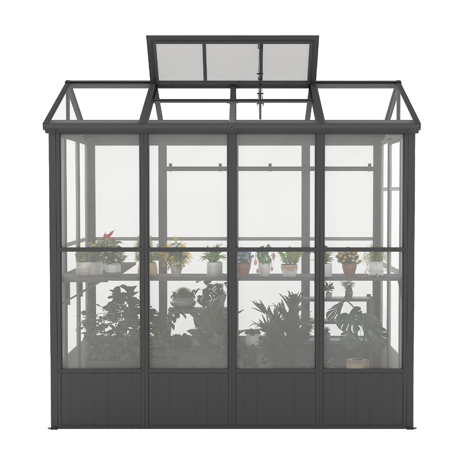 6.5x8FT Greenhouse, Polycarbonate Green House with Fully Auto Temperature Control Vent, Outdoor Full Aluminum Heavy Duty Greenhouse with Extra 7.8FT Walk-in Height for Garden Backyard, Dark Grey