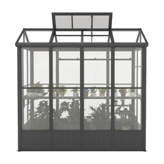 6.5x8FT Greenhouse, Polycarbonate Green House with Fully Auto Temperature Control Vent, Outdoor Full Aluminum Heavy Duty Greenhouse with Extra 7.8FT Walk-in Height for Garden Backyard, Dark Grey