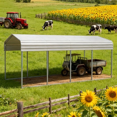 11FT x 20FT Metal Carport – Reinforced Steel Roof Shelter for Outdoor Parking
