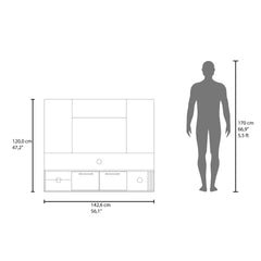Vance 56" Wide Floating Entertainment Center with Two Cabinets , Four Shelves, Cable Management  Narual Oak - White