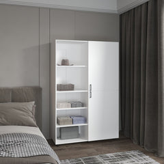 Eco High One Door Freestanding Armoire With Hanging Rod And Interior Shelves, Compact Bedroom Wardrobe, White
