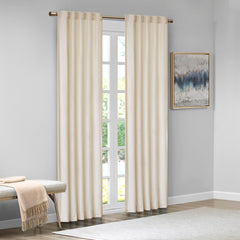 Room Darkening Metallic Printed Poly Velvet Rod Pocket/Back Tab Window Panel Pair Ivory 37x63"