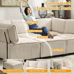 UNITED WE WIN Modular Sectional Sofa U Shaped Modular Couch with Reversible Chaise Modular Sofa Sectional Couch,6- Seat Convertible Sofa,Fit for Living Room