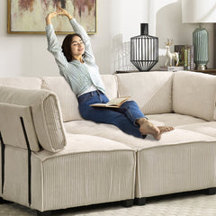 UNITED WE WIN Modular Sectional Sofa U Shaped Modular Couch with Reversible Chaise Modular Sofa Sectional Couch,6- Seat Convertible Sofa,Fit for Living Room