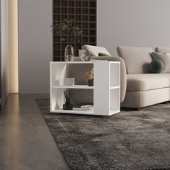 Garden 19,7" High Side Table , End Table, Sofa Table with Two Shelves White