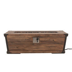Outdoor Patio Concrete Fire table, Rectangle Gas Burning 56-Inch Fire Pit - 50,000 BTU, Wood Pattern Fire Table, Brown (Tank Cover not Included)