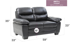Glory Furniture Marta G677-L Loveseat , BLACK