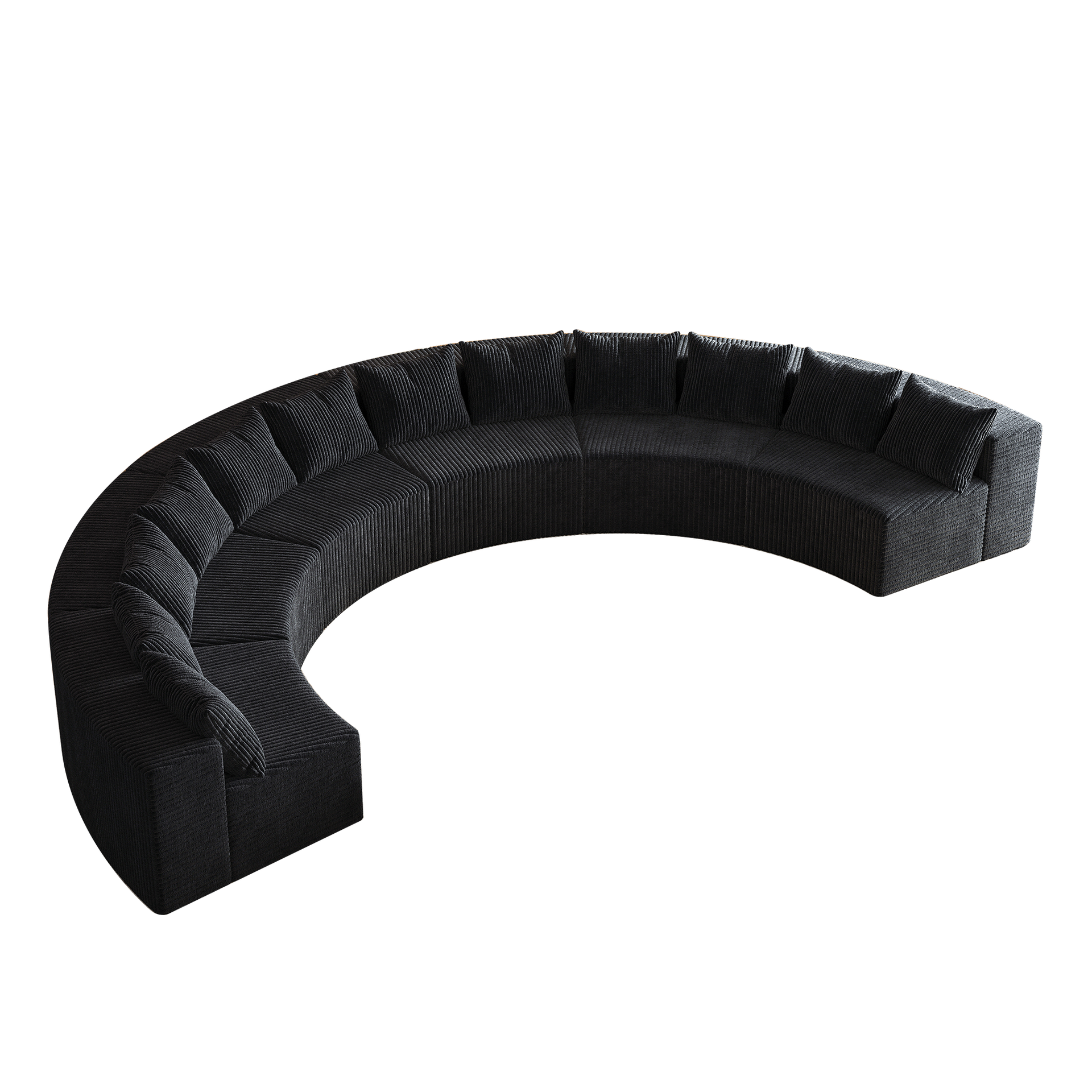 Corduroy curved sectional Foam sofa with 12 pillows,Curved Symmetrical Modular Semi Circular Sofa Sectional for bedroom, living room, office for leisure or nap, reading room, and lobby(six modules)