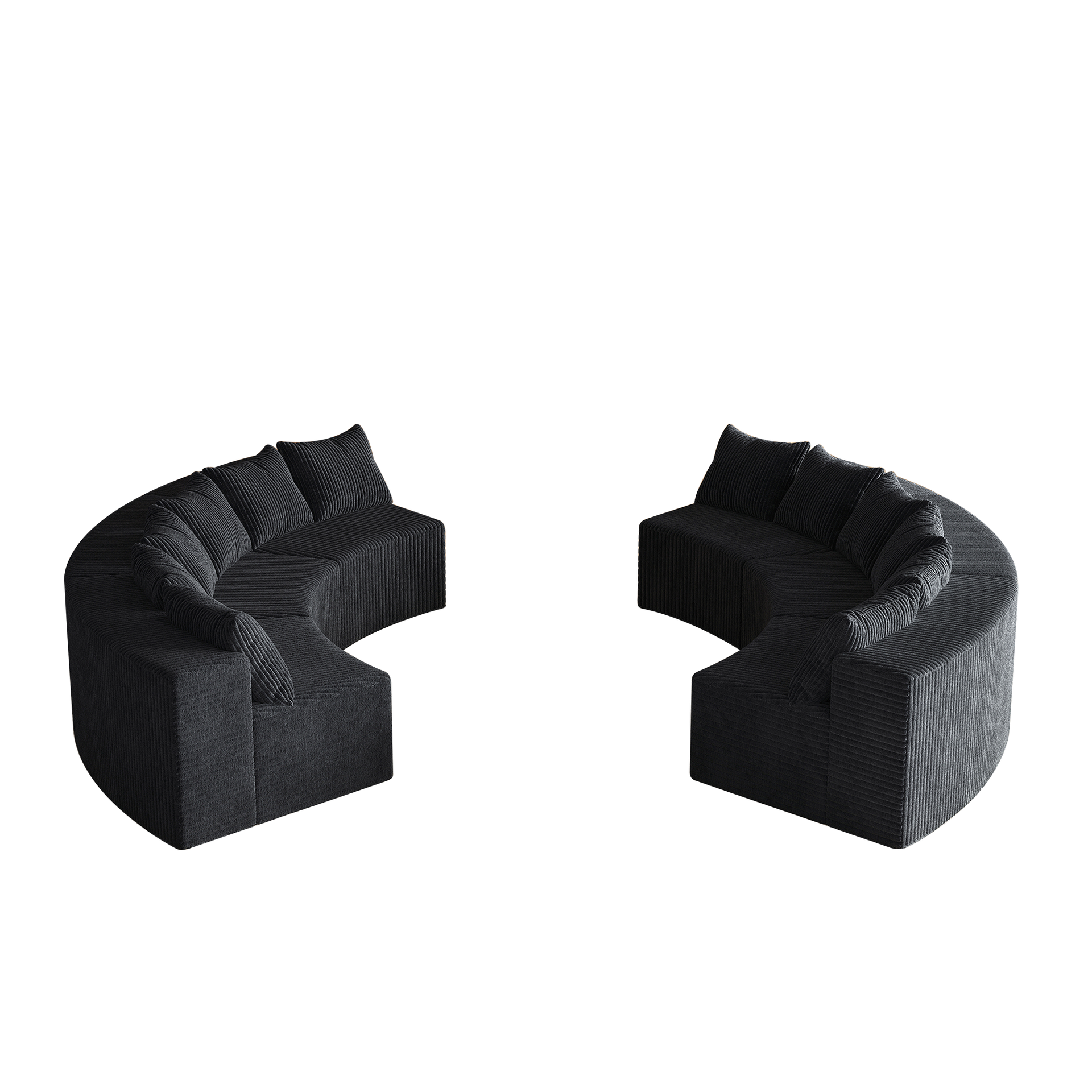 Corduroy curved sectional Foam sofa with 12 pillows,Curved Symmetrical Modular Semi Circular Sofa Sectional for bedroom, living room, office for leisure or nap, reading room, and lobby(six modules)