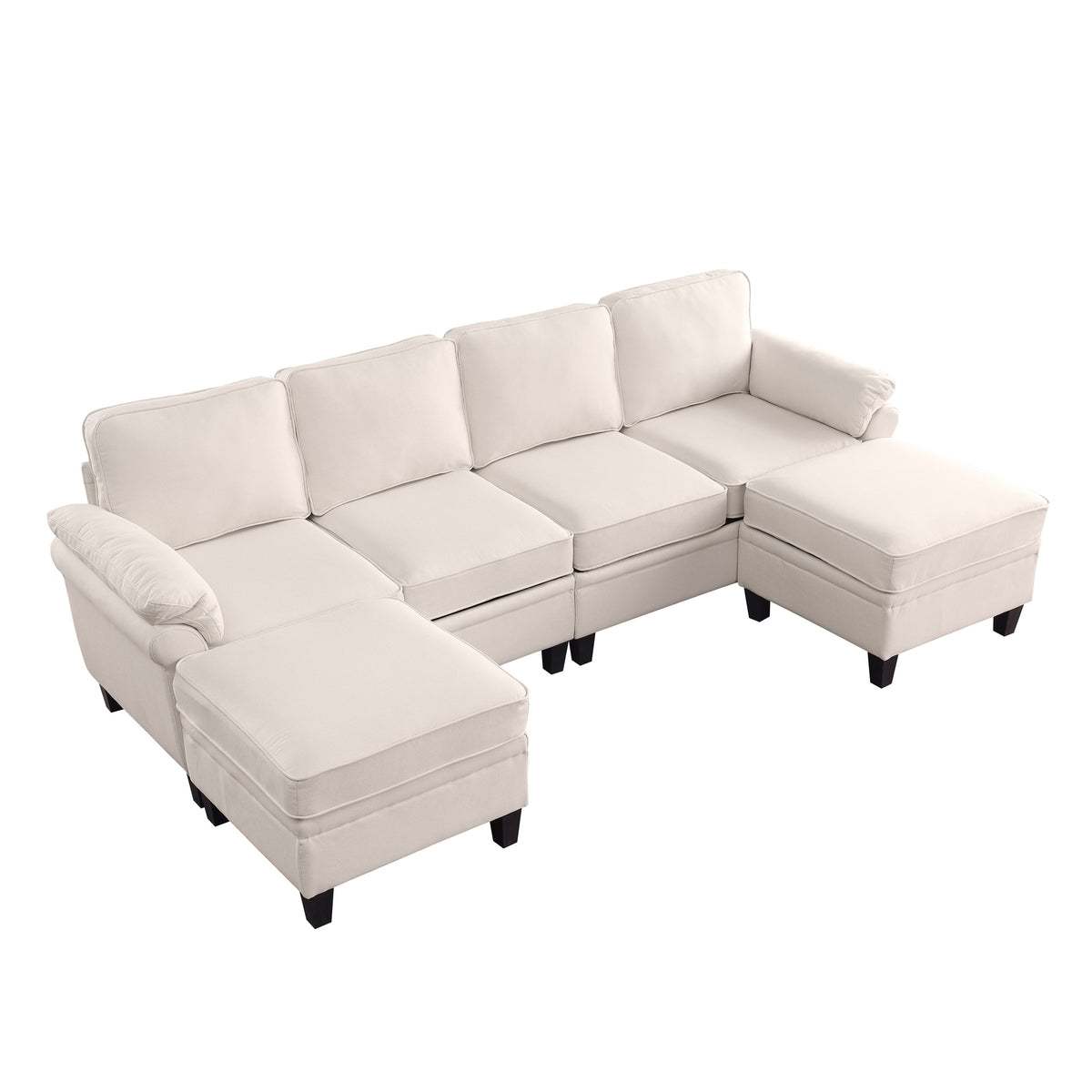 102 Inch Beige  linen fabric modular combination sofa, L-shaped cloud sofa with storage space under the sofa, DIY combination for living room use
