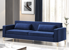 Aesthetic 85.8" Velvet Sofas for Living Room, 3 Seater Couch with Classic Modern Appeal and Luxurious Soft Comfort, Easy to Maintain, Blue