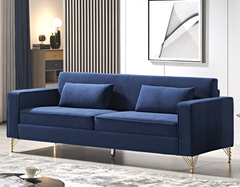 Aesthetic 85.8" Velvet Sofas for Living Room, 3 Seater Couch with Classic Modern Appeal and Luxurious Soft Comfort, Easy to Maintain, Blue