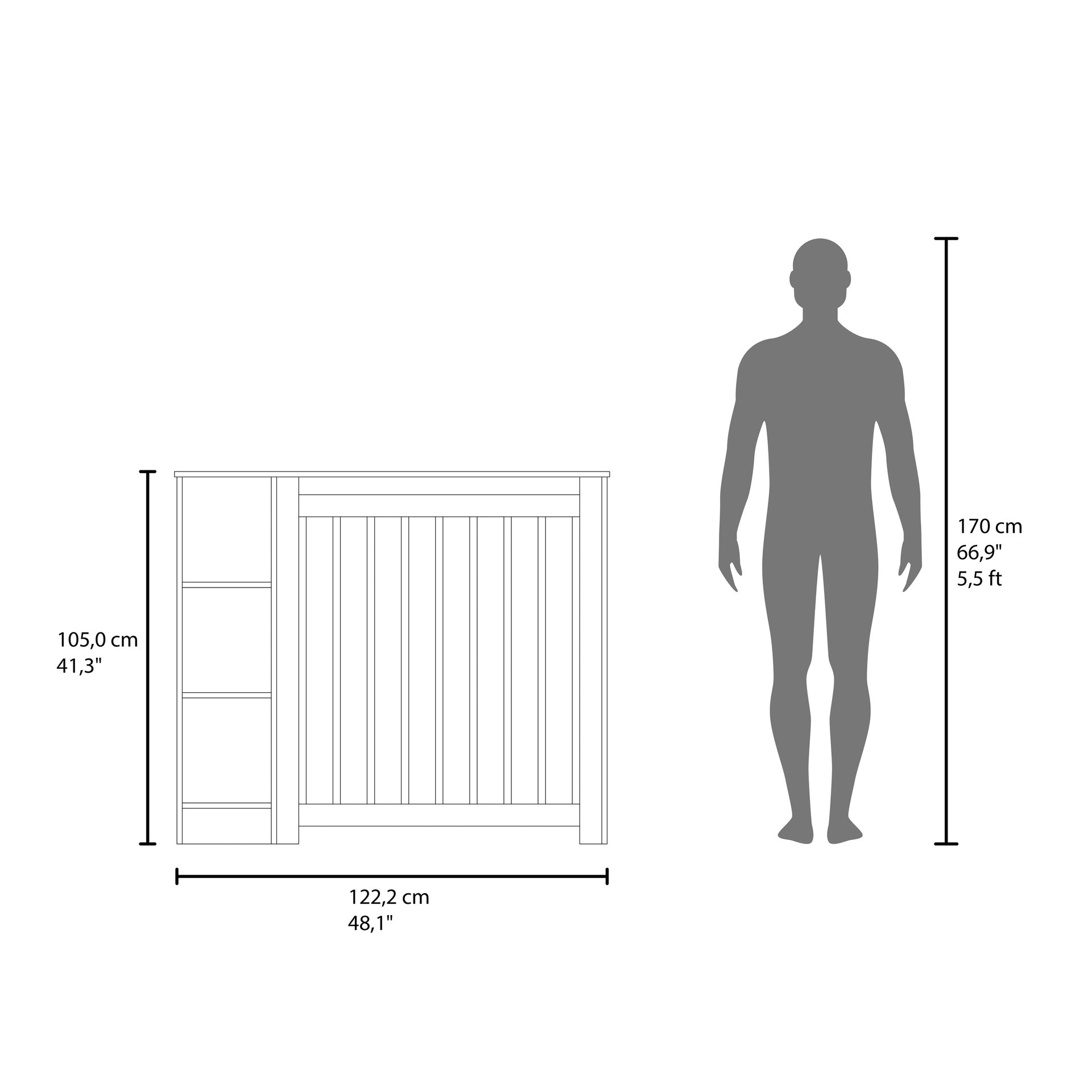 Radiator Cover Cabinet Joseph with Slatted Frame and 3 Shelves, Decorative Heater Cover, Modern Furniture Accent, Walnaut