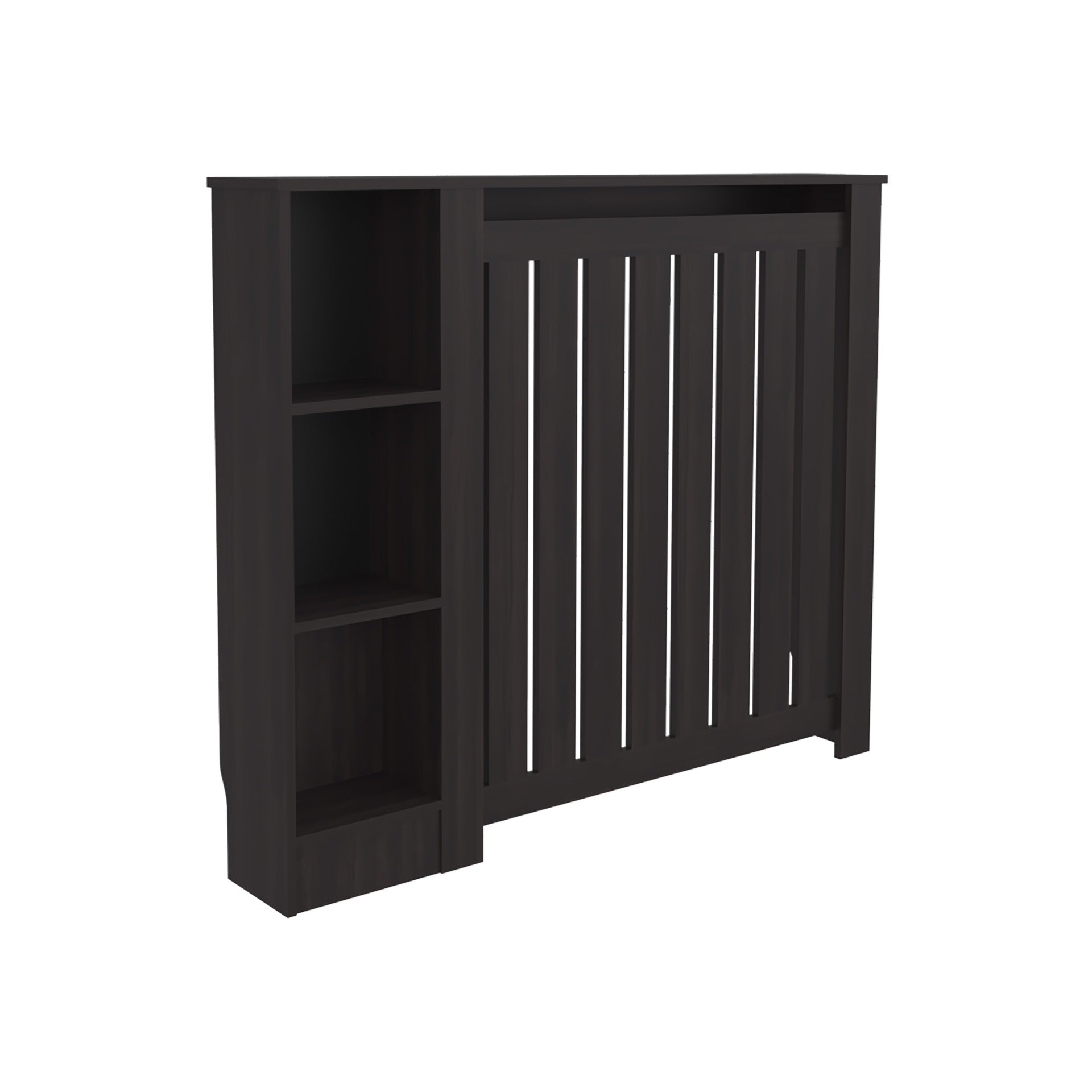 Radiator Cover Cabinet Joseph with Slatted Frame and 3 Shelves, Decorative Heater Cover, Modern Furniture Accent, Walnaut