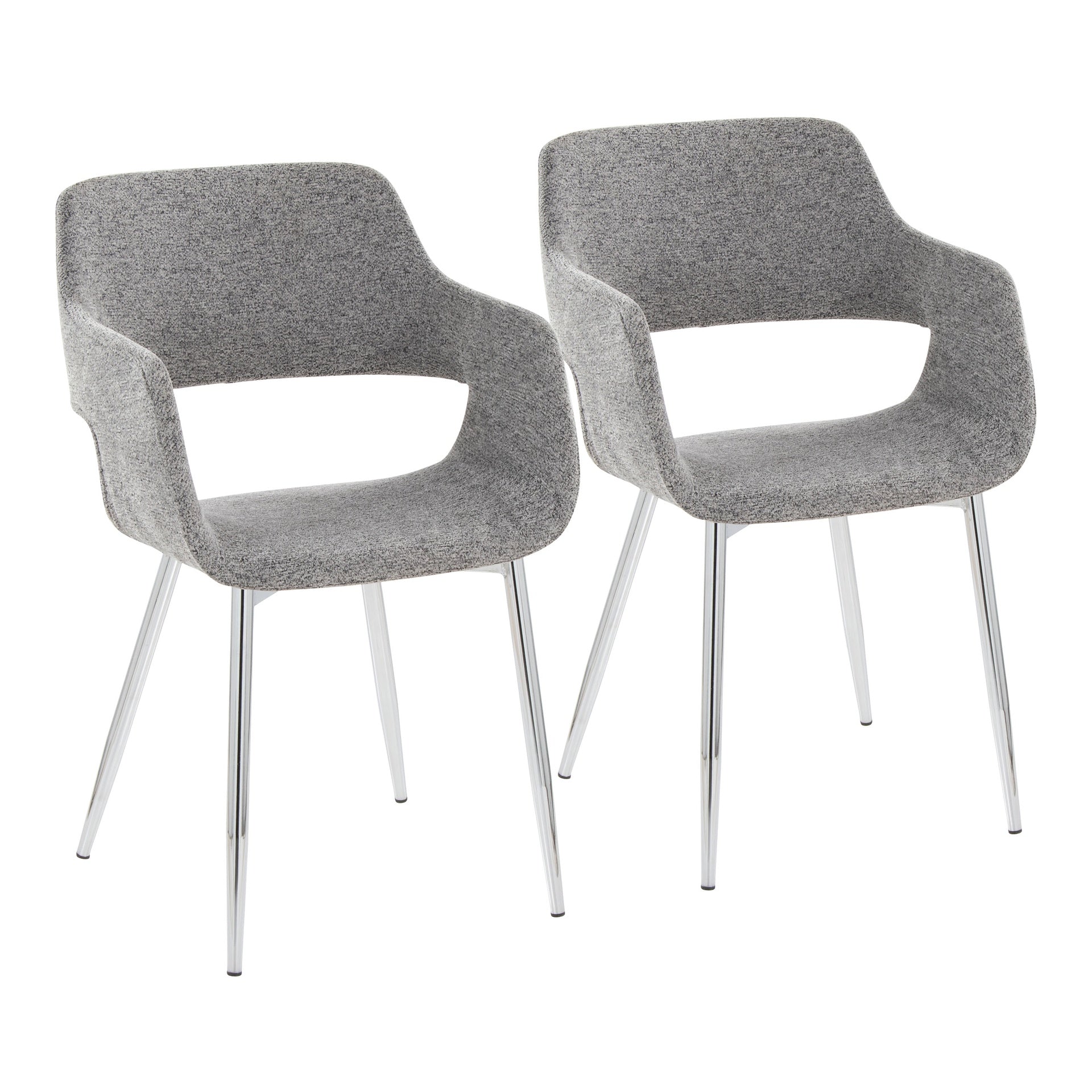 Margarite Contemporary Dining/Accent Chair in Chrome Metal and Grey Fabric by LumiSource - Set of 2
