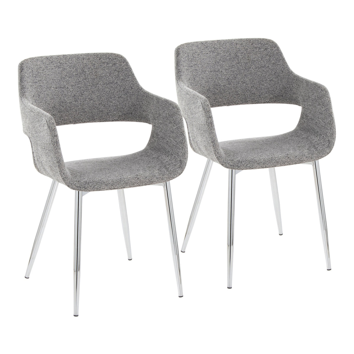 Margarite Contemporary Dining/Accent Chair in Chrome Metal and Grey Fabric by LumiSource - Set of 2