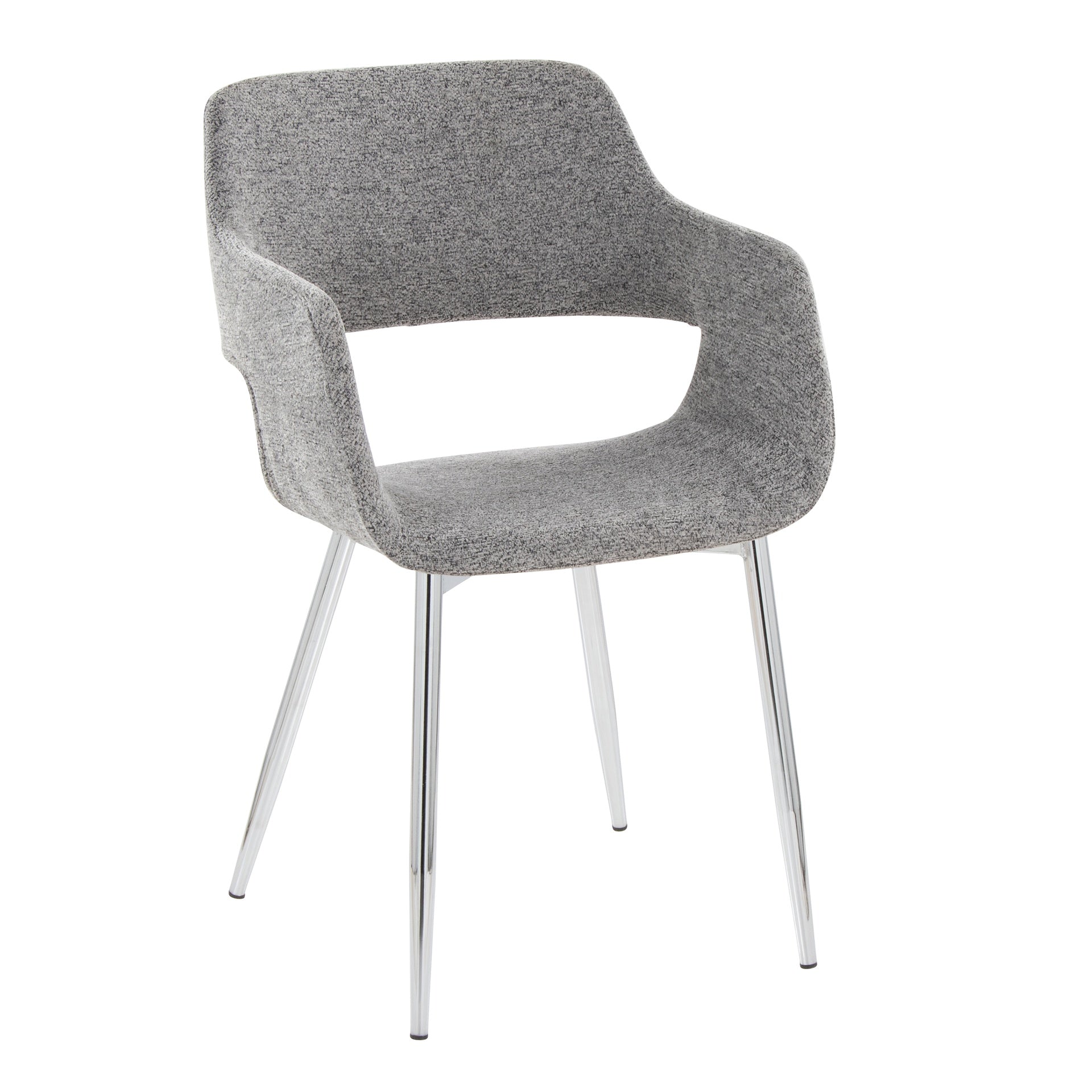 Margarite Contemporary Dining/Accent Chair in Chrome Metal and Grey Fabric by LumiSource - Set of 2