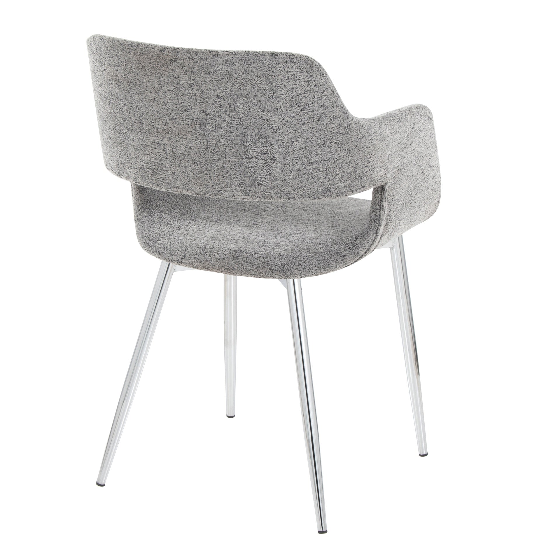 Margarite Contemporary Dining/Accent Chair in Chrome Metal and Grey Fabric by LumiSource - Set of 2