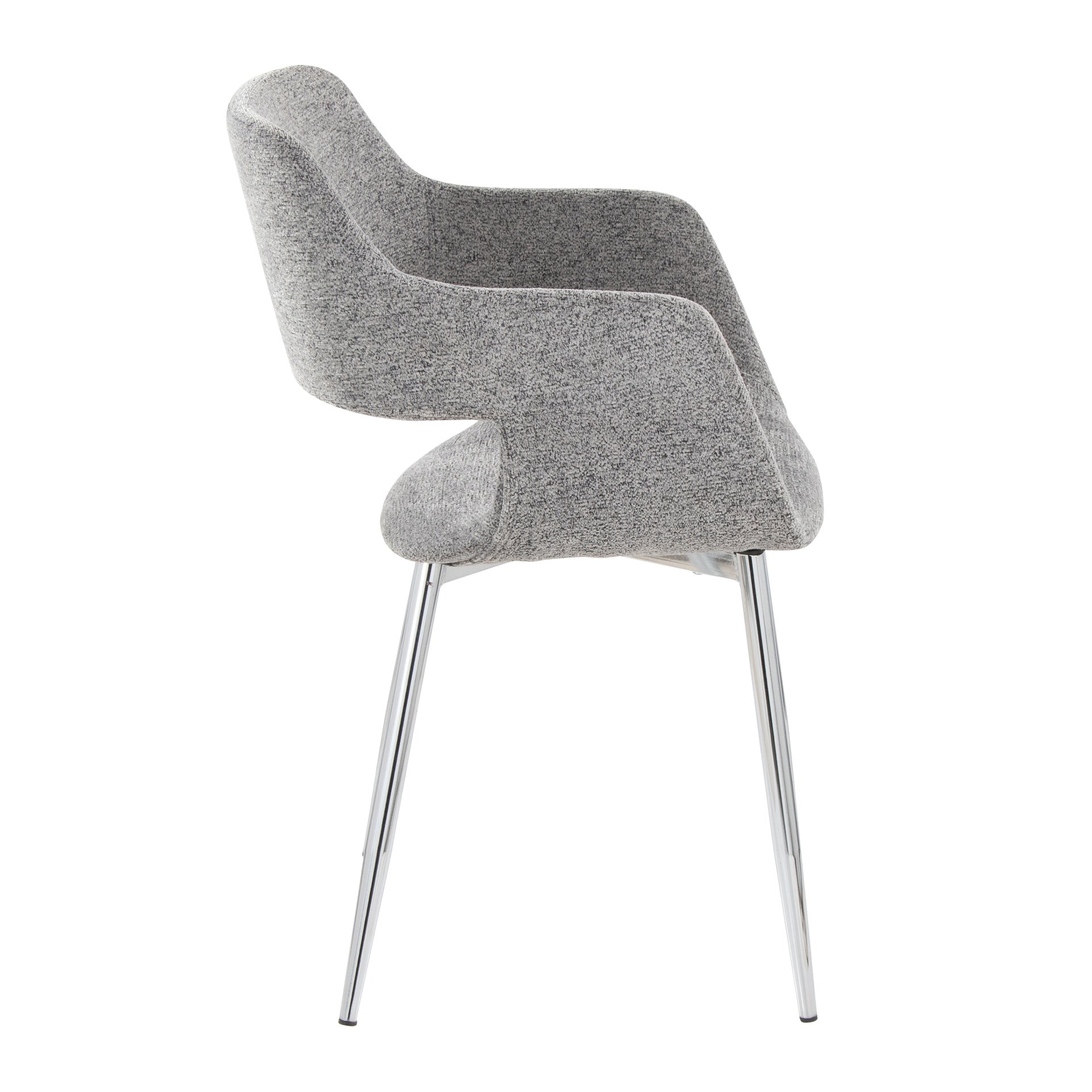 Margarite Contemporary Dining/Accent Chair in Chrome Metal and Grey Fabric by LumiSource - Set of 2