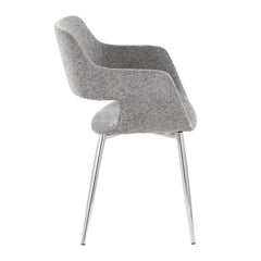 Margarite Contemporary Dining/Accent Chair in Chrome Metal and Grey Fabric by LumiSource - Set of 2