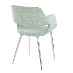 Margarite Contemporary Dining/Accent Chair in Chrome Metal and Light Green Fabric by LumiSource - Set of 2