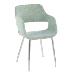 Margarite Contemporary Dining/Accent Chair in Chrome Metal and Light Green Fabric by LumiSource - Set of 2