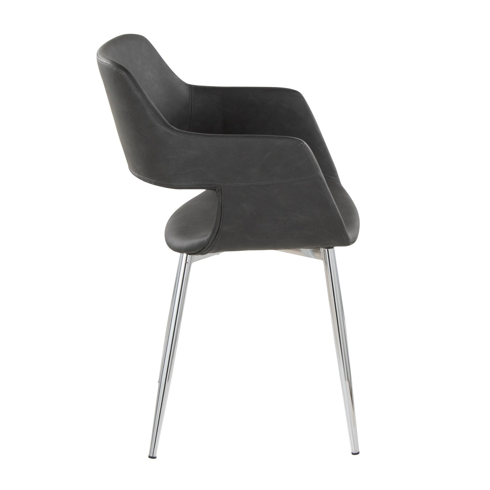 Margarite Contemporary Dining/Accent Chair in Chrome Metal and Grey Faux Leather by LumiSource - Set of 2