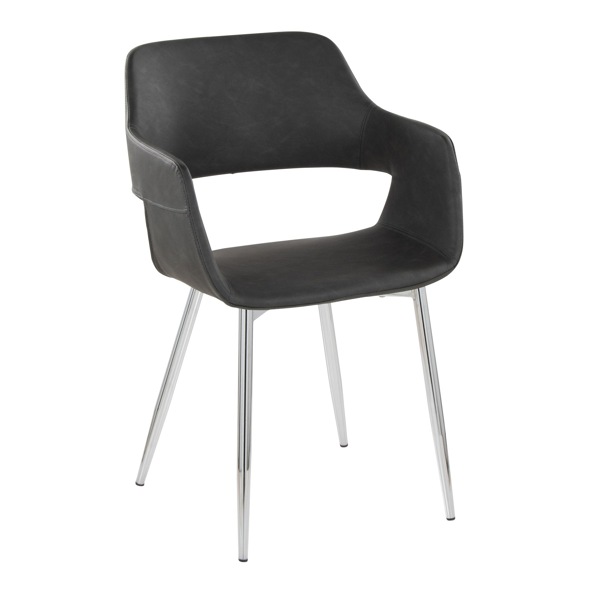 Margarite Contemporary Dining/Accent Chair in Chrome Metal and Grey Faux Leather by LumiSource - Set of 2