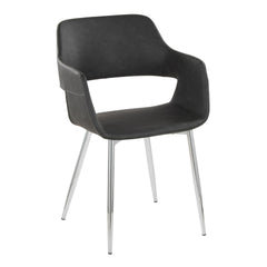 Margarite Contemporary Dining/Accent Chair in Chrome Metal and Grey Faux Leather by LumiSource - Set of 2