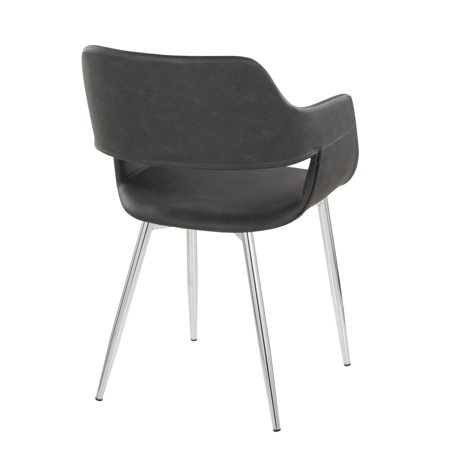 Margarite Contemporary Dining/Accent Chair in Chrome Metal and Grey Faux Leather by LumiSource - Set of 2
