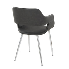 Margarite Contemporary Dining/Accent Chair in Chrome Metal and Grey Faux Leather by LumiSource - Set of 2