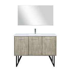 Rustic Acacia Bath Vanity 48 in. W x 20 in. D, Cultured Marble Top, Chrome Faucet Set and 43 in. Mirror