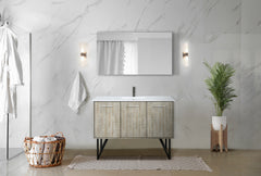Rustic Acacia Bath Vanity 48 in. W x 20 in. D, White Quartz Top, Gun Metal Faucet Set and 43 in. Mirror
