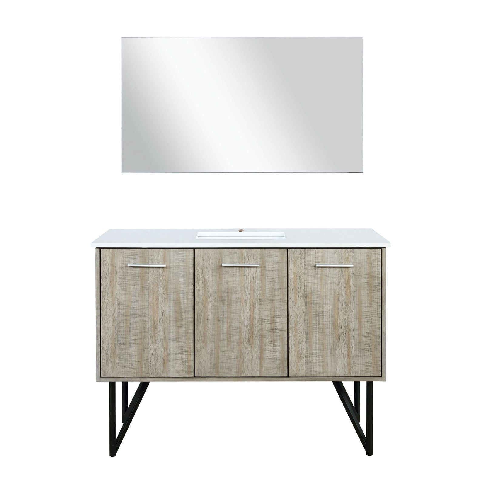 Rustic Acacia Bath Vanity 48 in. W x 20 in. D, Cultured Marble Top and 43 in. Mirror