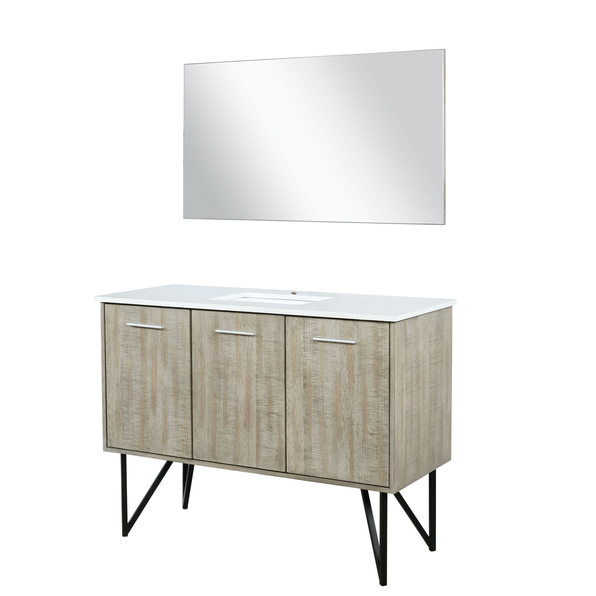 Rustic Acacia Bath Vanity 48 in. W x 20 in. D, Cultured Marble Top and 43 in. Mirror