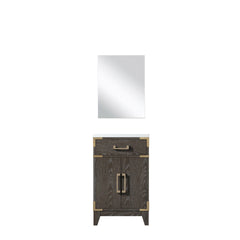 Brown Oak Single Bath Vanity 20 in. W x 18 in. D, Acrylic Countertop and 18 in. Mirror